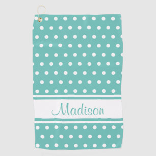 Serviette De Golf Nom de script de la bande de points Polka blanc Tu