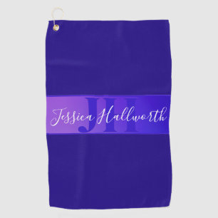 Serviette De Golf Nom de script élégant moderne & Monogram Ombre Pur