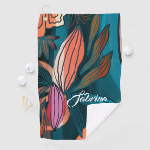 Serviette De Golf Nom de signature de script personnalisé Monogramm