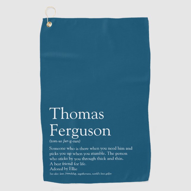 Serviette De Golf Nom Définition Amusant Moderne Bleu (Devant)