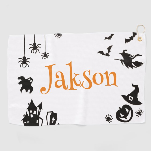 Serviette De Golf Nom d'Halloween migre (Horizontal)