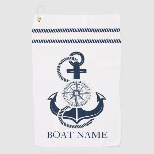 Serviette De Golf Nom du bateau Ancre bleu marine