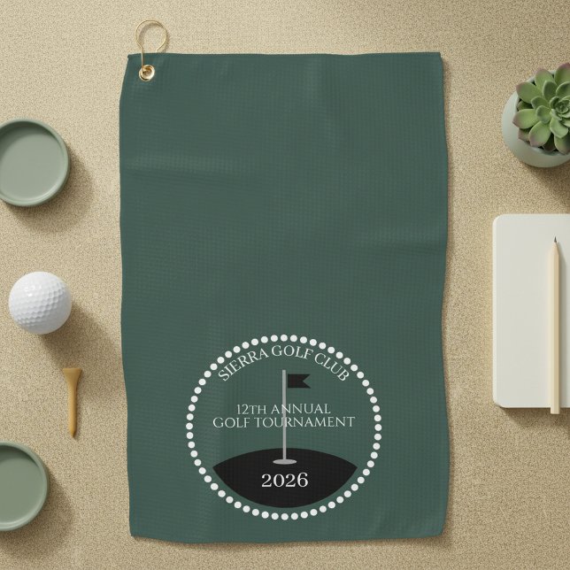 Serviette De Golf Nom du club de tournoi de golf vert (Créateur téléchargé)