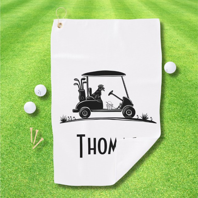 Serviette De Golf Nom du Golden Retriever dans le chariot (Créateur téléchargé)