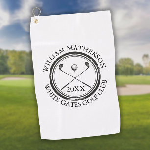 Serviette De Golf Nom du golfeur personnalisé Nom du club et date