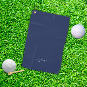 Serviette De Golf Nom du monogramme de la marine Blue Modern Girl