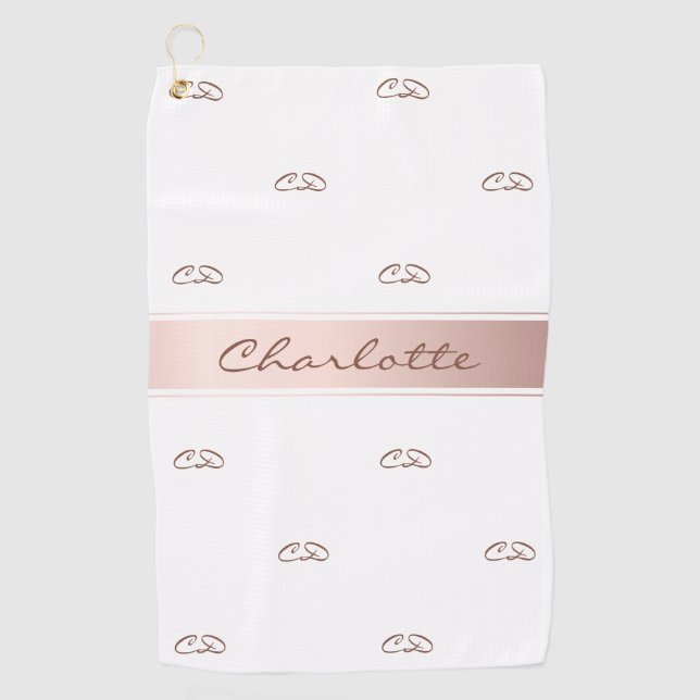 Serviette De Golf Nom du monogramme du nom du monogramme de l'or ros (Devant)