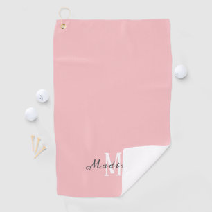 Serviette De Golf Nom du monogramme du script rose pâle Ladys