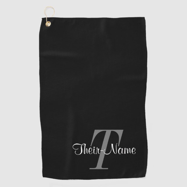 Serviette De Golf Nom Editable Classique & Tournée de golf initiale (Devant)