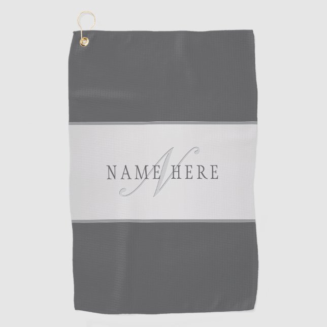 Serviette De Golf Nom élégant & Monogramme Lettrage (ou autre texte) (Devant)