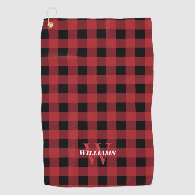 Serviette De Golf Nom et initiale du chèque de Buffalo Rouge  (Devant)