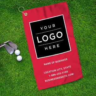 Serviette De Golf Nom et logo d'entreprise personnalisés en rouge