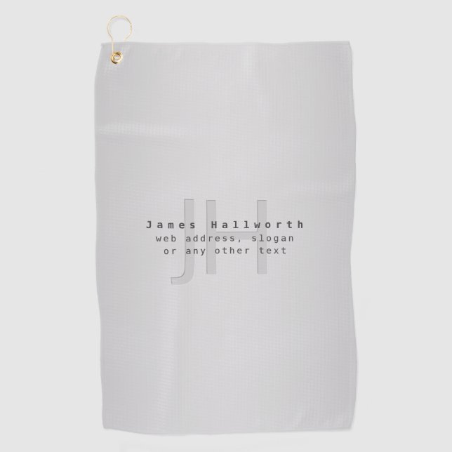Serviette De Golf Nom et slogan éditable moderne | Dégradé gris  (Devant)