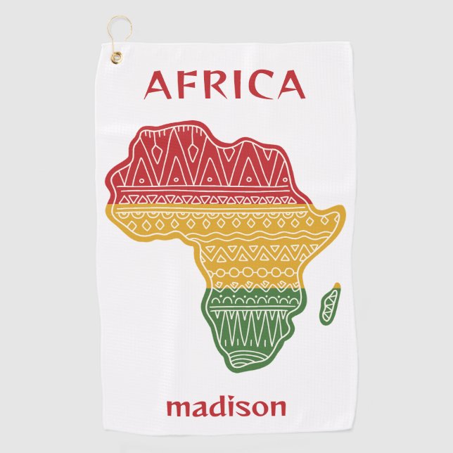 Serviette De Golf Nom et texte personnalisés Afrique (Devant)