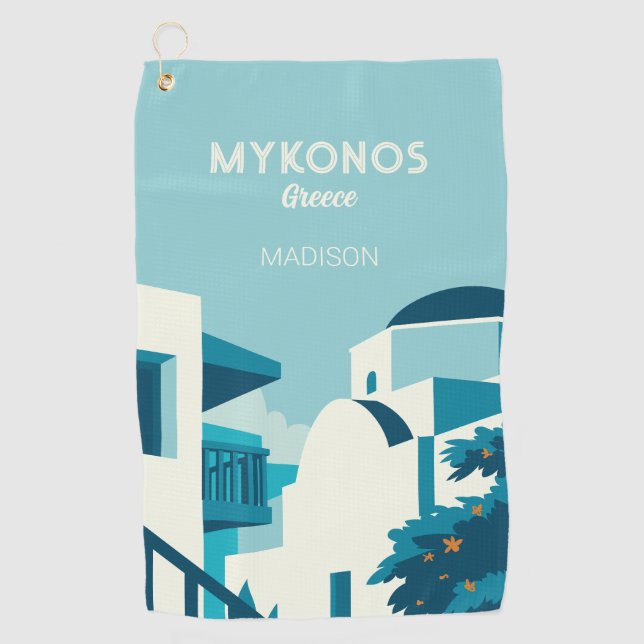 Serviette De Golf Nom et texte personnalisés Grèce (Devant)