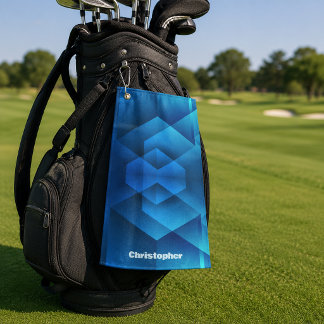 Serviette De Golf Nom Géométrique Bleu Moderne