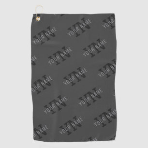 Serviette De Golf Nom gris et Motif de monogramme