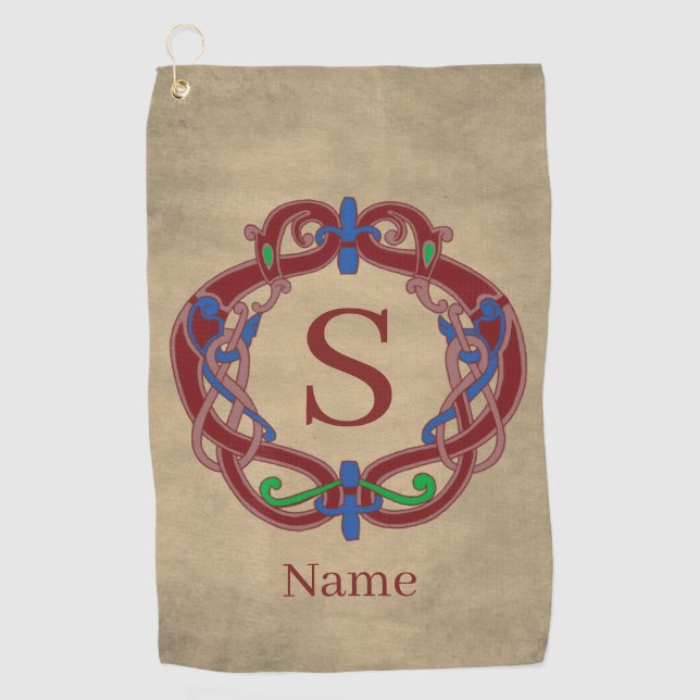 Serviette De Golf Nom Initial Monogramme Design Celtique Personnalis (Devant)