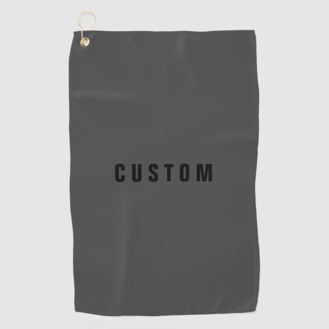 Serviette De Golf Nom moderne ou autre modèle de texte | Gris foncé (Devant)