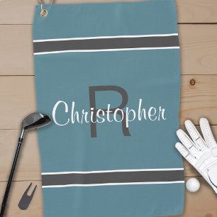 Serviette De Golf Nom monogramme Initial Golfer Stylish Turquoise