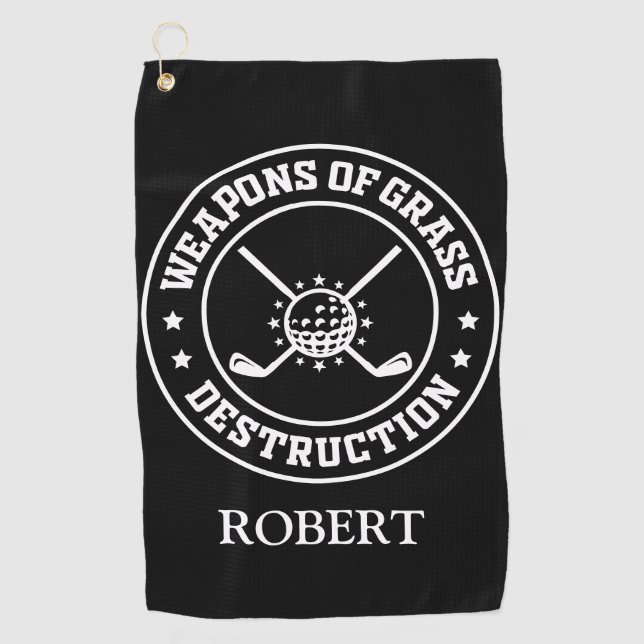Serviette De Golf Nom Personnalisé Armes De Destruction Grasse (Devant)