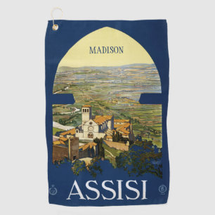 Serviette De Golf Nom personnalisé Assisi Italie Vintage voyage