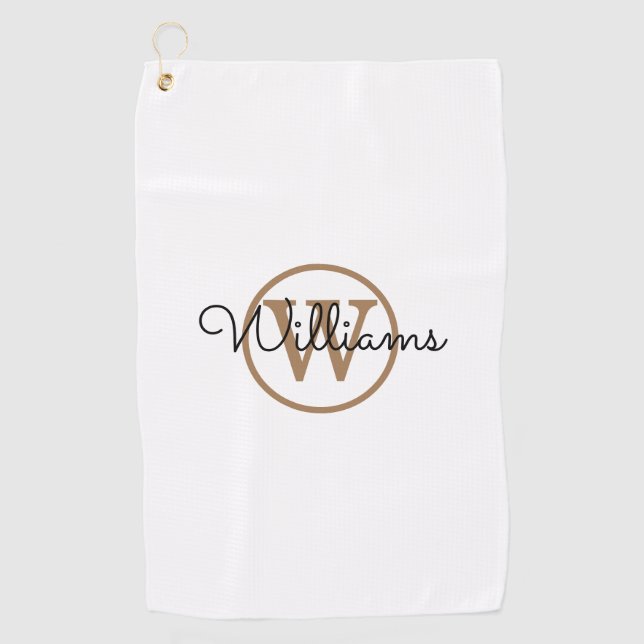 Serviette De Golf Nom personnalisé avec monogramme en écriture cursi (Devant)