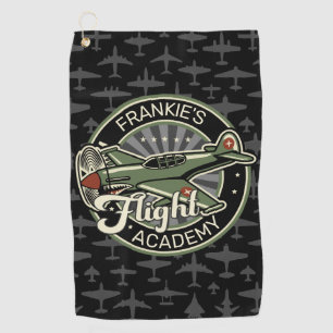 Serviette De Golf Nom personnalisé Avion de chasse militaire rétro d