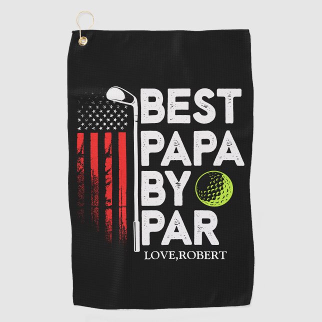 Serviette De Golf Nom personnalisé Best Papa By Par Par (Devant)