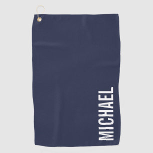 Serviette De Golf Nom personnalisé bleu marine moderne minimaliste