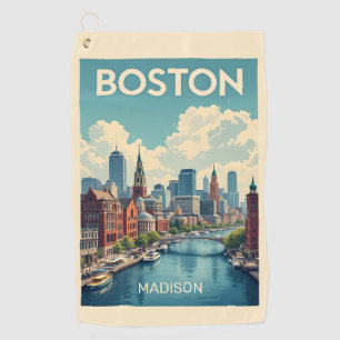 Serviette De Golf Nom personnalisé Boston Massachusetts