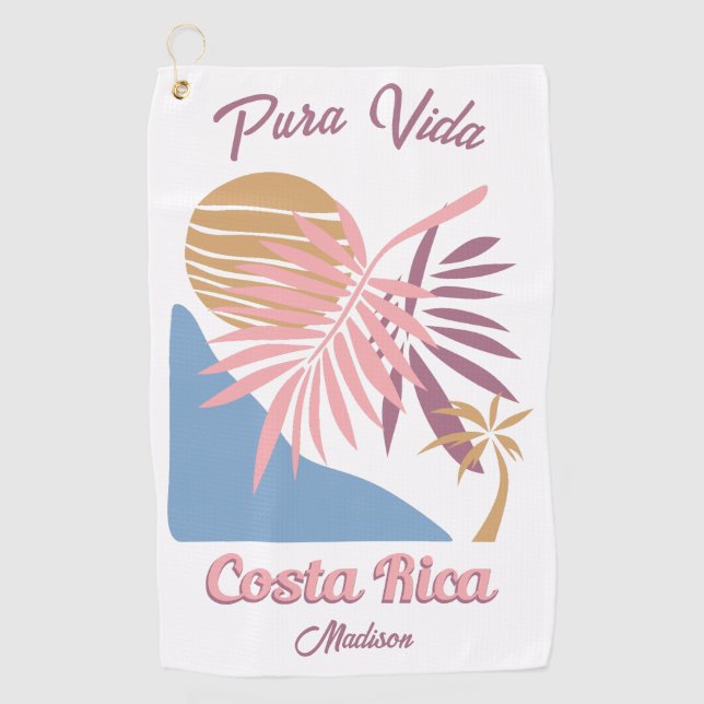 Serviette De Golf Nom personnalisé Costa Rica Moto Pura Vida (Devant)