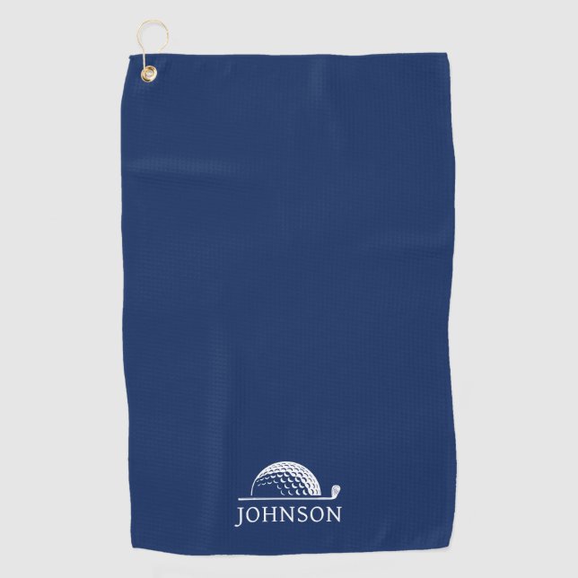 Serviette De Golf Nom personnalisé Golf Ball Clubs Blue (Devant)