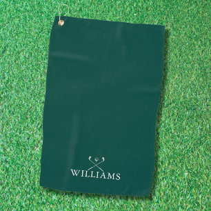 Serviette De Golf Nom personnalisé Golf Clubs Emerald Green