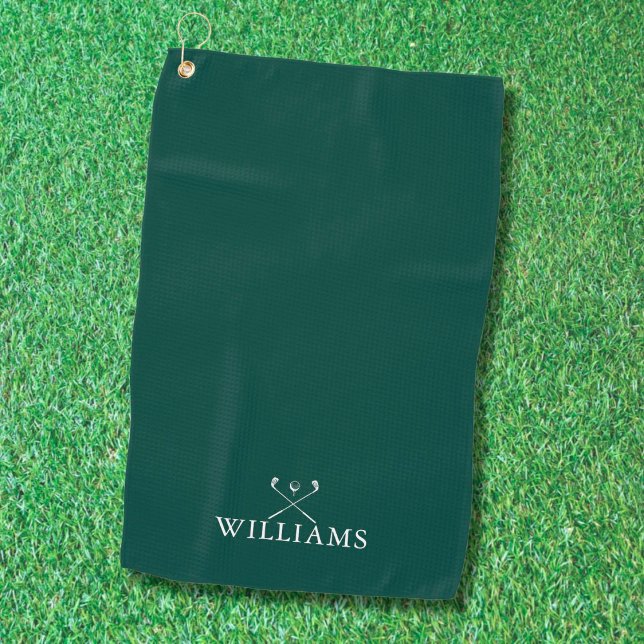 Serviette De Golf Nom personnalisé Golf Clubs Emerald Green (Créateur téléchargé)