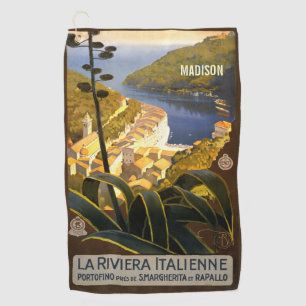 Serviette De Golf Nom personnalisé Italien Riviera Vintage voyage
