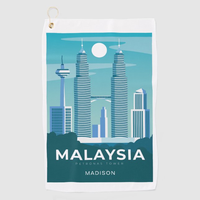 Serviette De Golf Nom personnalisé MALAYSIE (Devant)