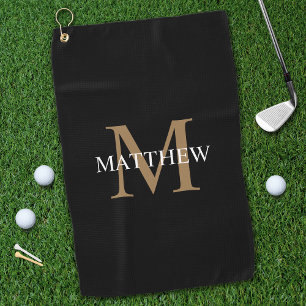 Serviette De Golf Nom personnalisé Monogramme noir