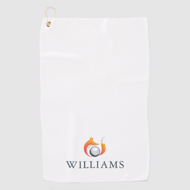 Serviette De Golf Nom Personnalisé Renard Moderne Et Balle (Devant)