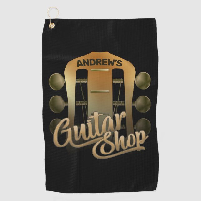 Serviette De Golf NOM personnalisé Rock Music Guitare Shop Musicien (Devant)