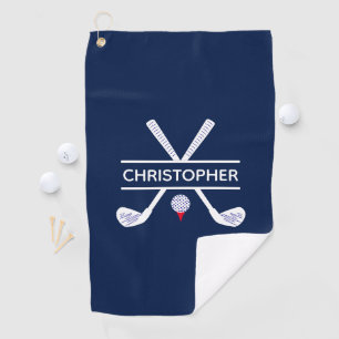 Serviette De Golf Nom personnalisé Rouge Blanc Bleu