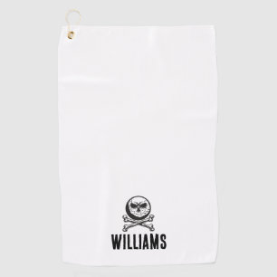 Serviette De Golf Nom Personnalisé Skull Golf Ball Et Crossbones