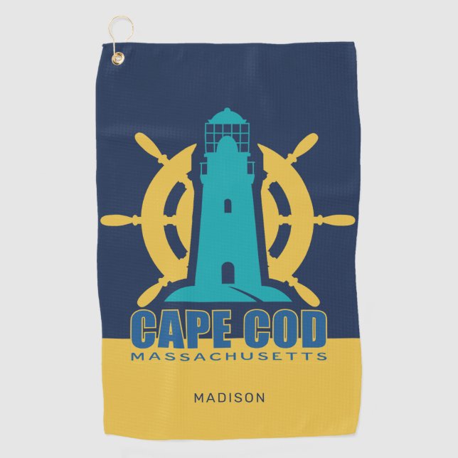 Serviette De Golf Nom personnalisé / Texte Cape Cod Massachusetts (Devant)