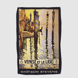 Serviette De Golf Nom personnalisé Venise (Venise) Vintage voyage