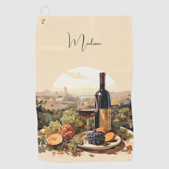 Serviette De Golf Nom personnalisé Wine Lover's (Devant)