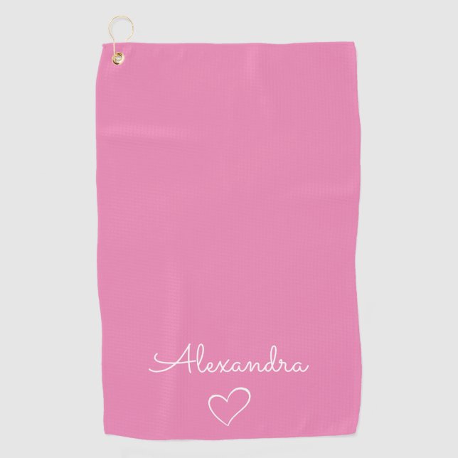 Serviette De Golf Nom rose moderne Cute personnalisée (Devant)