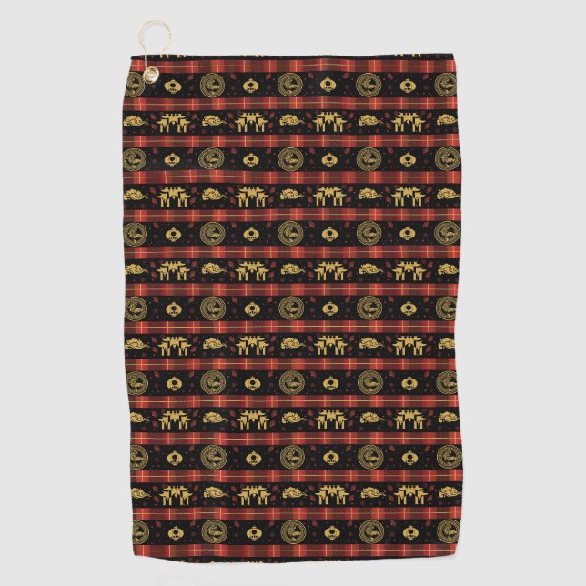 Serviette De Golf Nouvel An chinois Tiger Red Check Motif (Devant)