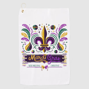 Serviette De Golf Nouvelle-Orléans Mardi Gras jaune violet vert