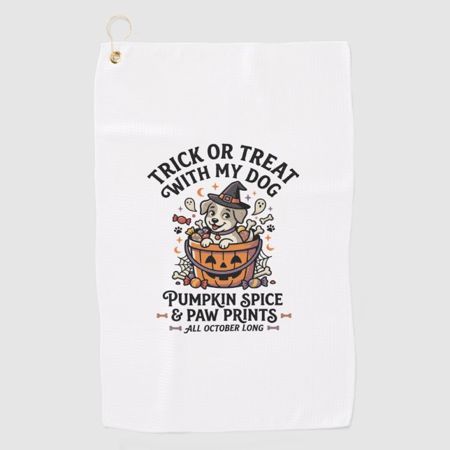 Serviette De Golf Nuit de Candy Halloween pour Chien (Devant)