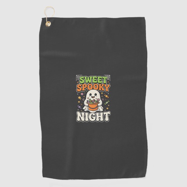 Serviette De Golf Nuit de chasse aux bonbons d'Halloween (Devant)